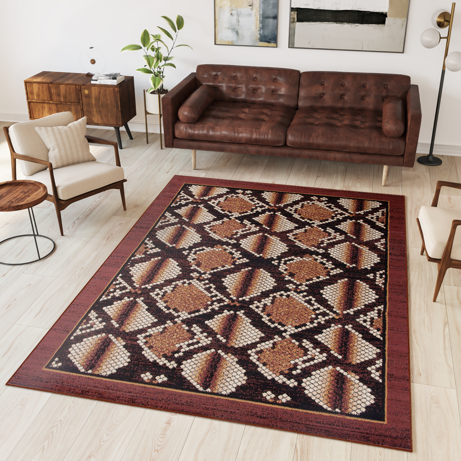 Covor Dream Maro Negru Print Animalier Șarpe