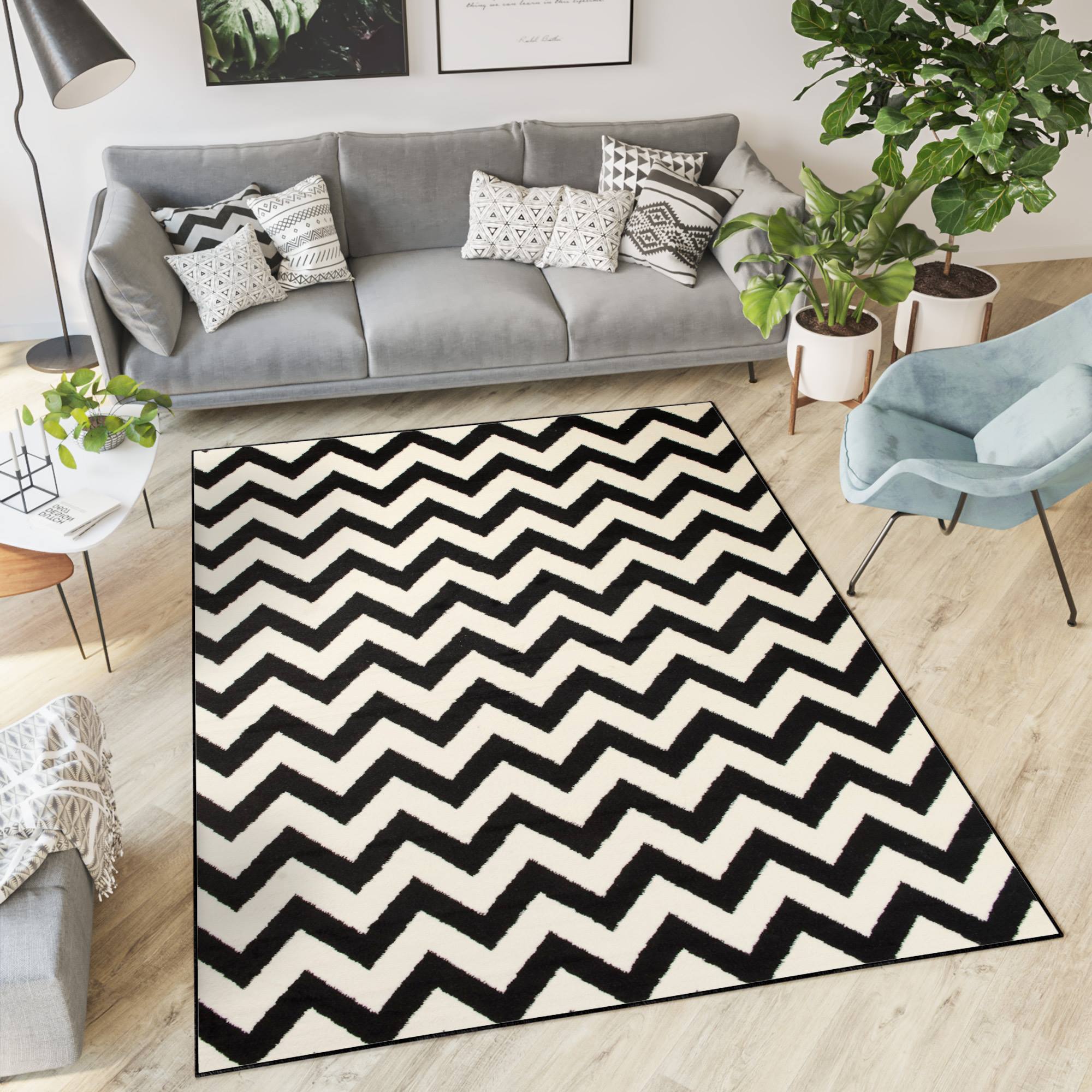 Covor Dream Negru Crem Geometric Zigzag
