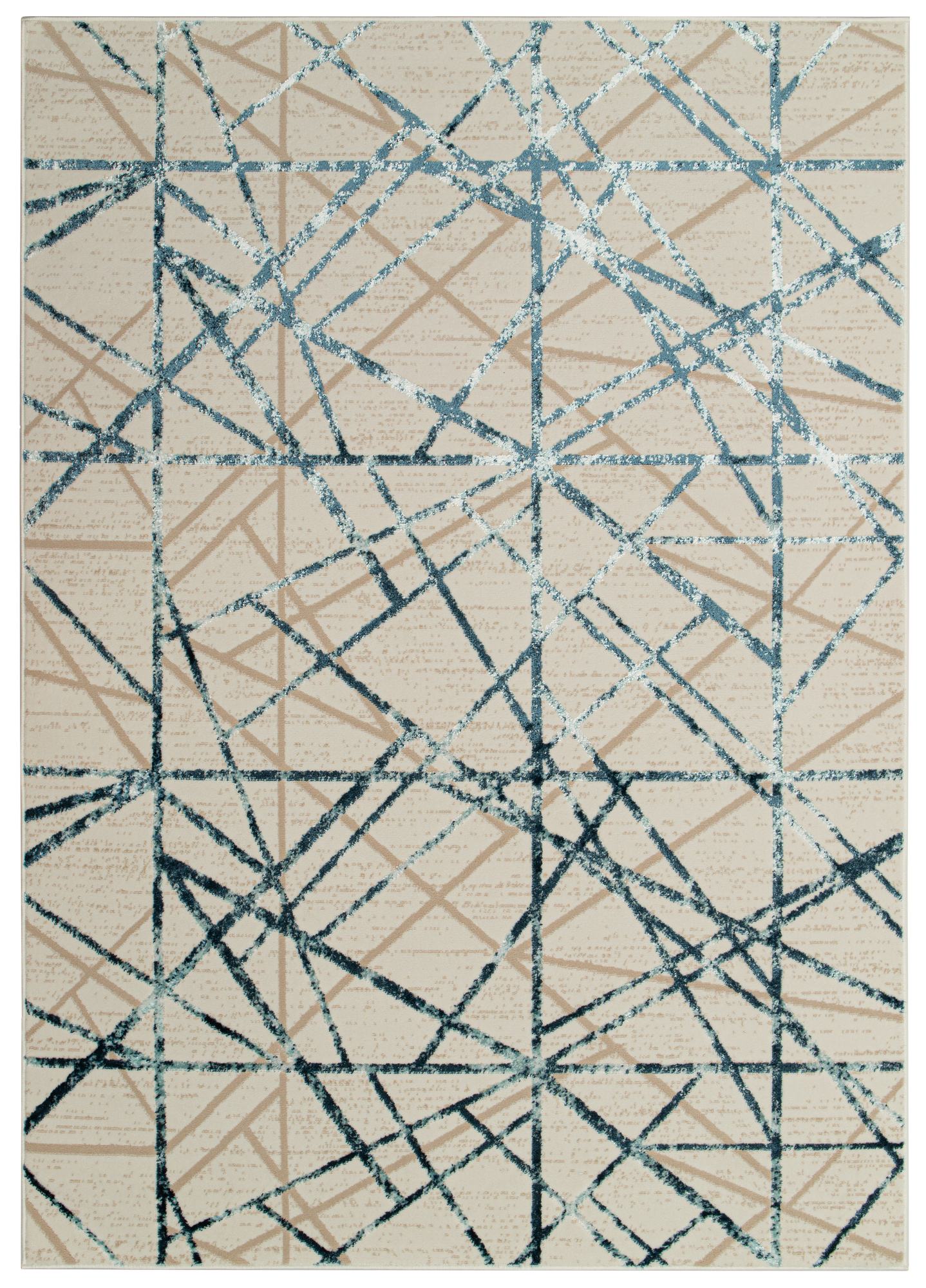 Covor Crystal Albastru Bej Abstract Linii Efect 3D