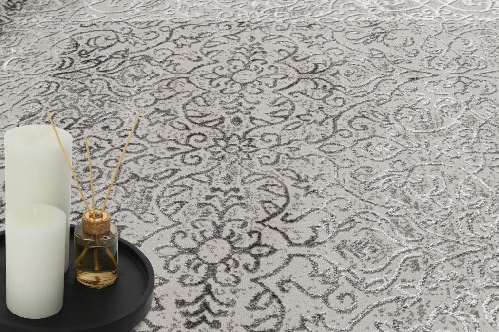 Covor Ares Gri Deschis Ornamente Vintage