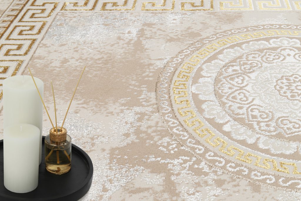 Covor Ares Auriu Bej Ornamente Medalion