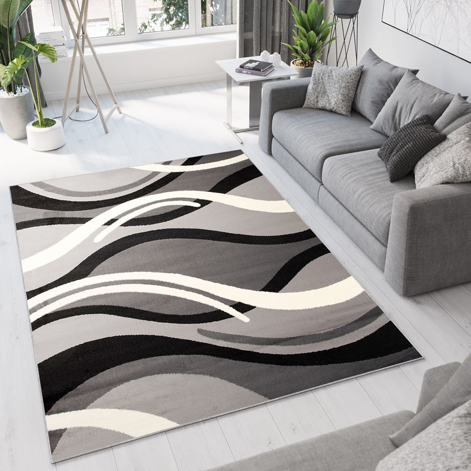 Covor Dream Gri Închis Crem Geometric Valuri