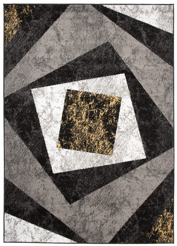 Covor Dream Geometric Gri Galben Pătrate