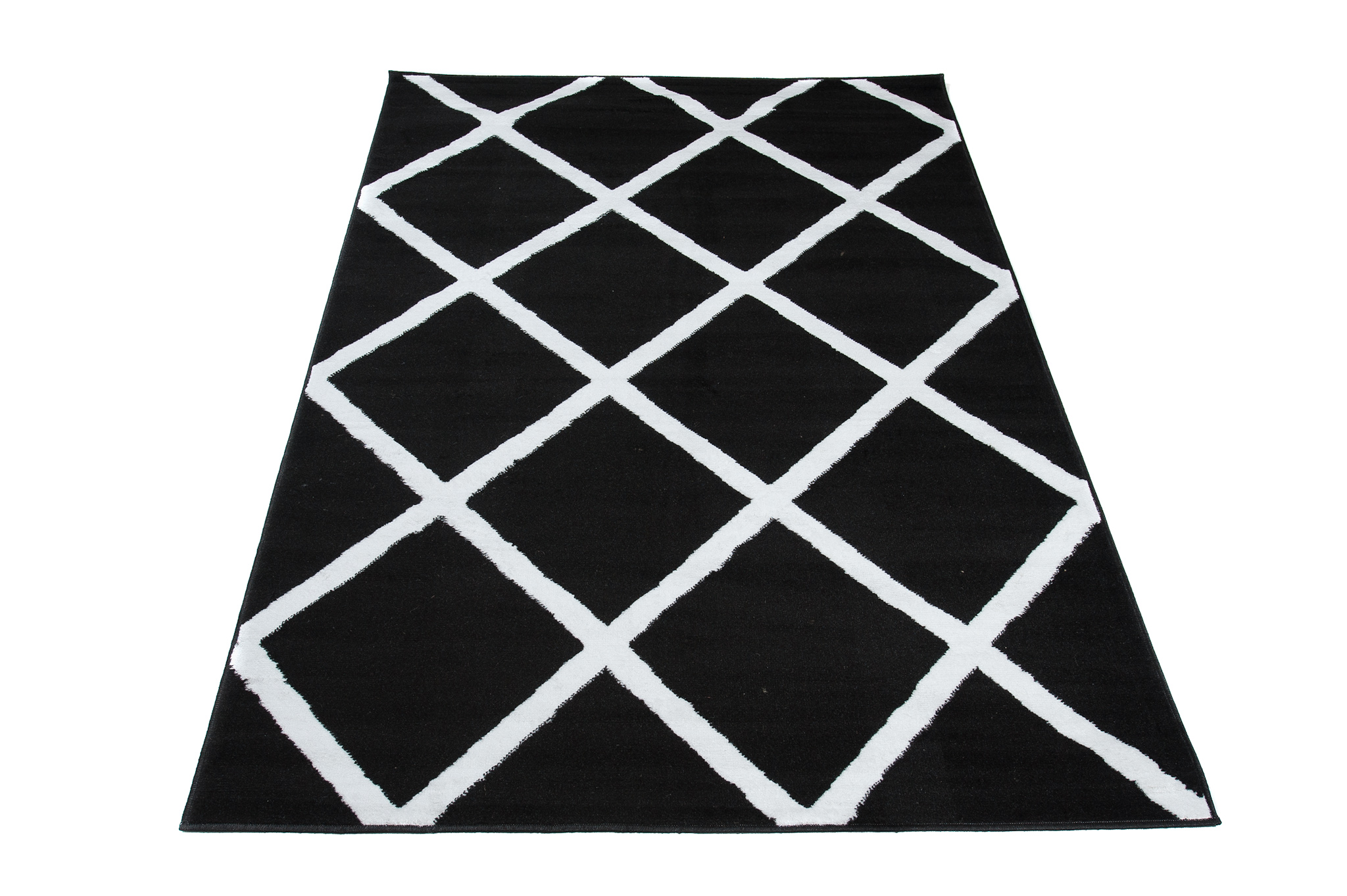 Covor Luxury Negru Alb Geometric Carouri