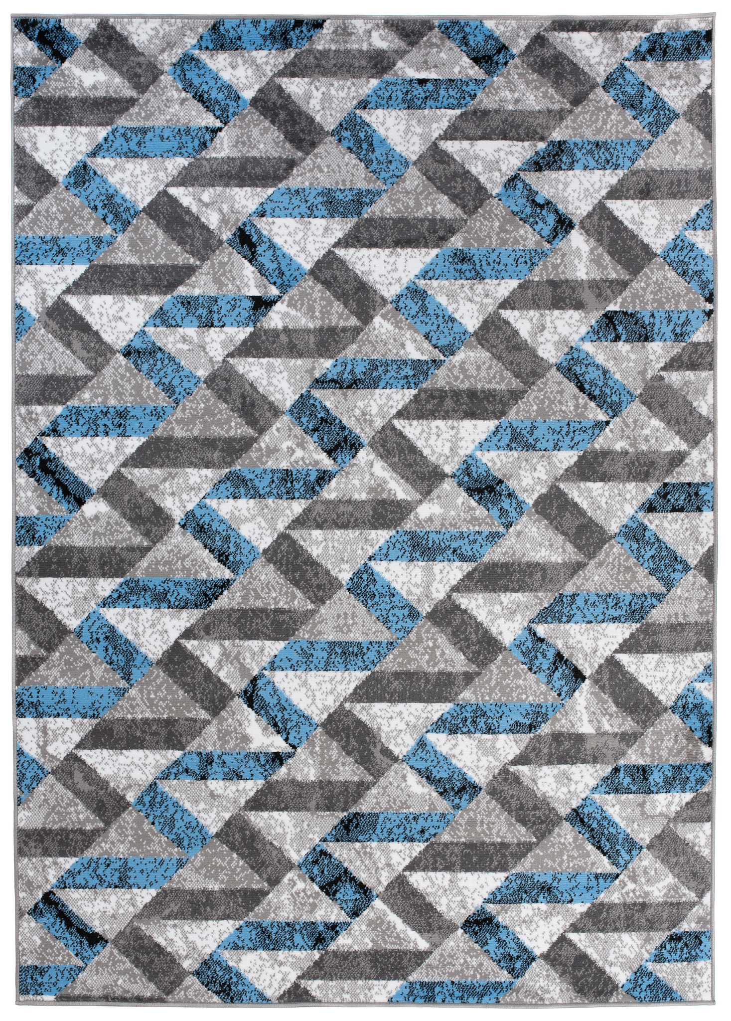 Covor Maya Gri Albastru Abstract Zigzaguri
