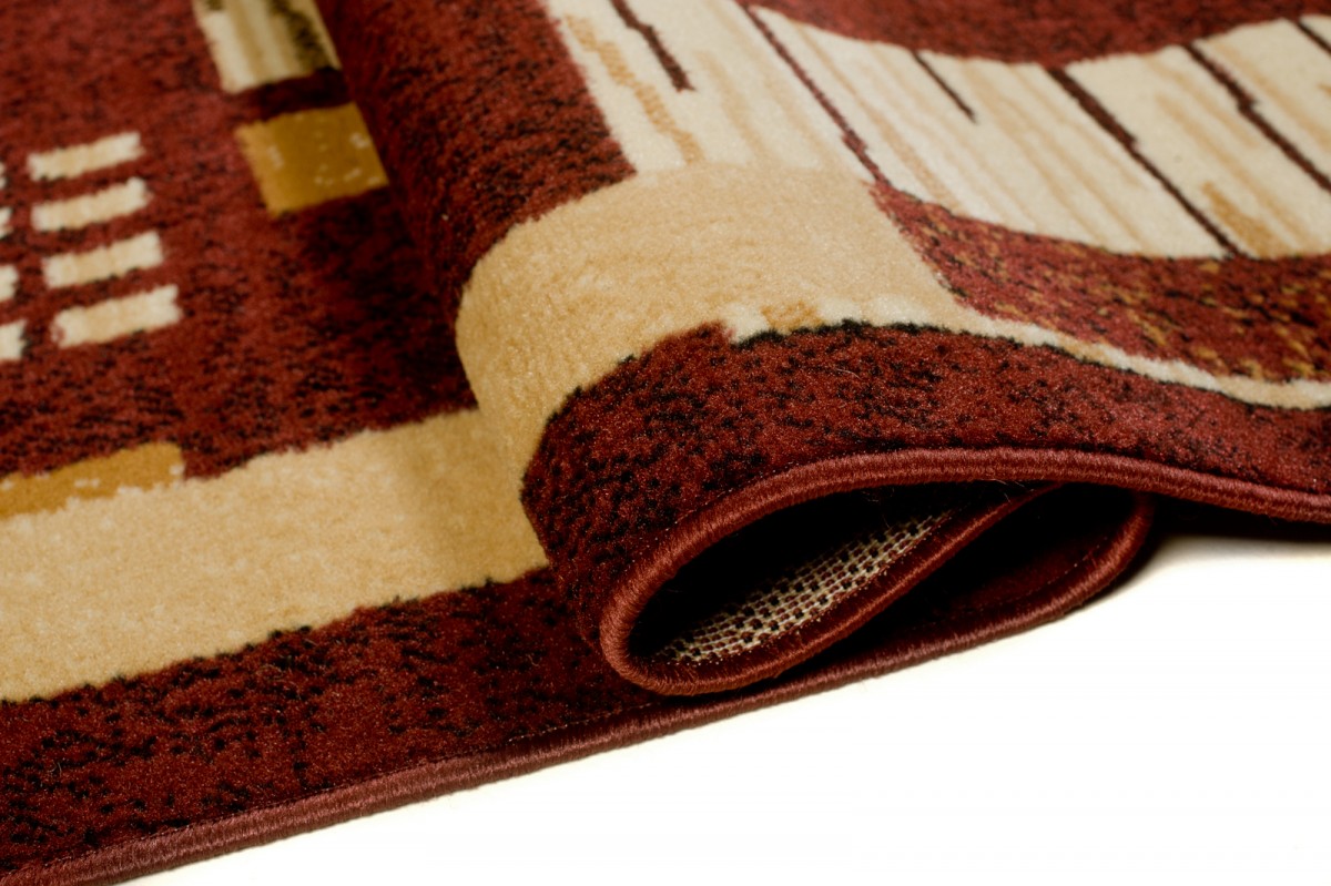 Covor Atlas Maro Bej Geometric Frunze
