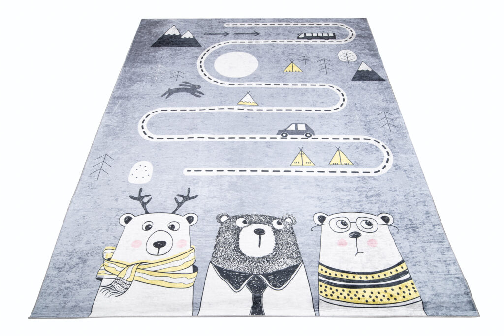 Covor pentru copii Emma Gri Urși Stradă Antiderapant