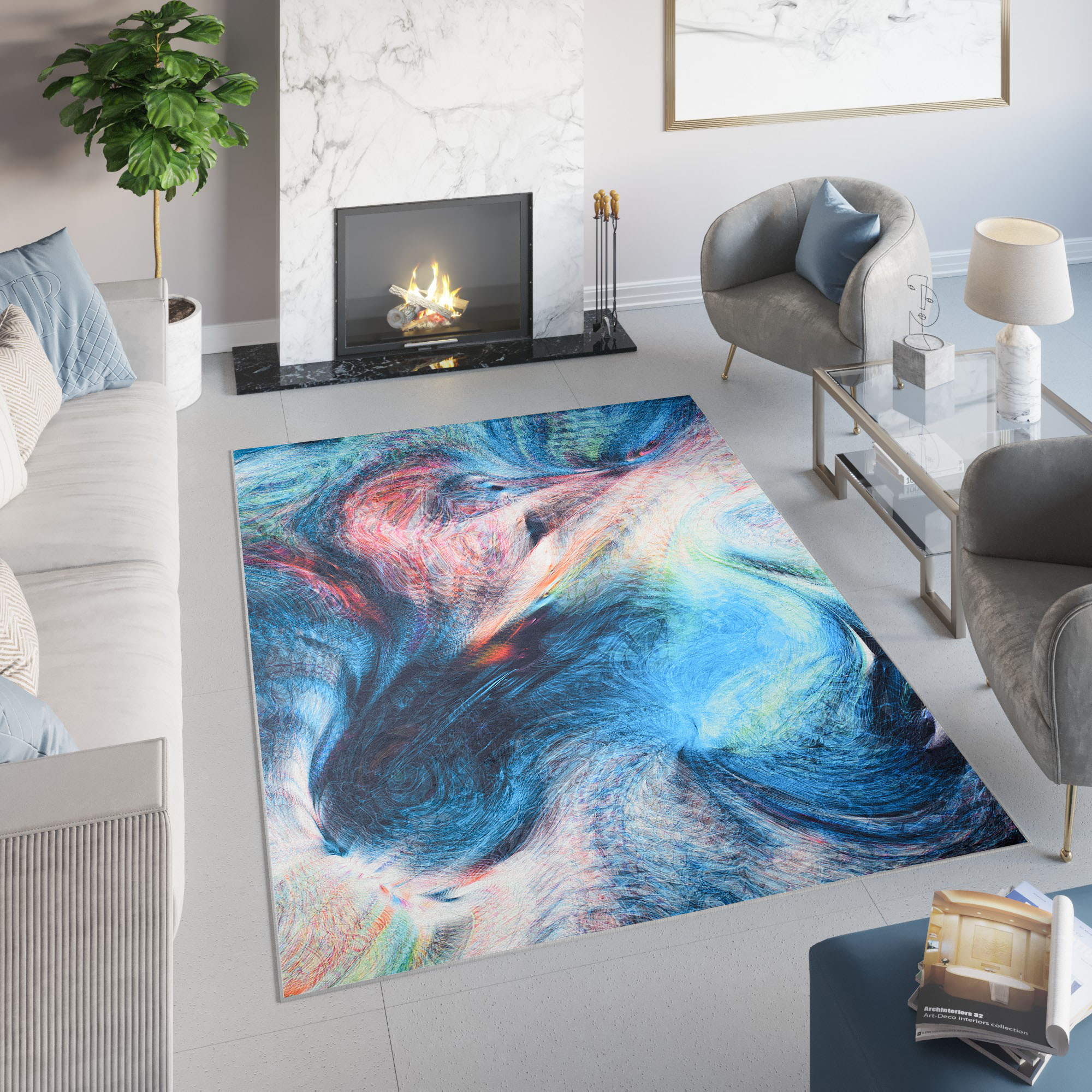 Covor Toscana Abstract Multicolor Antiderapant