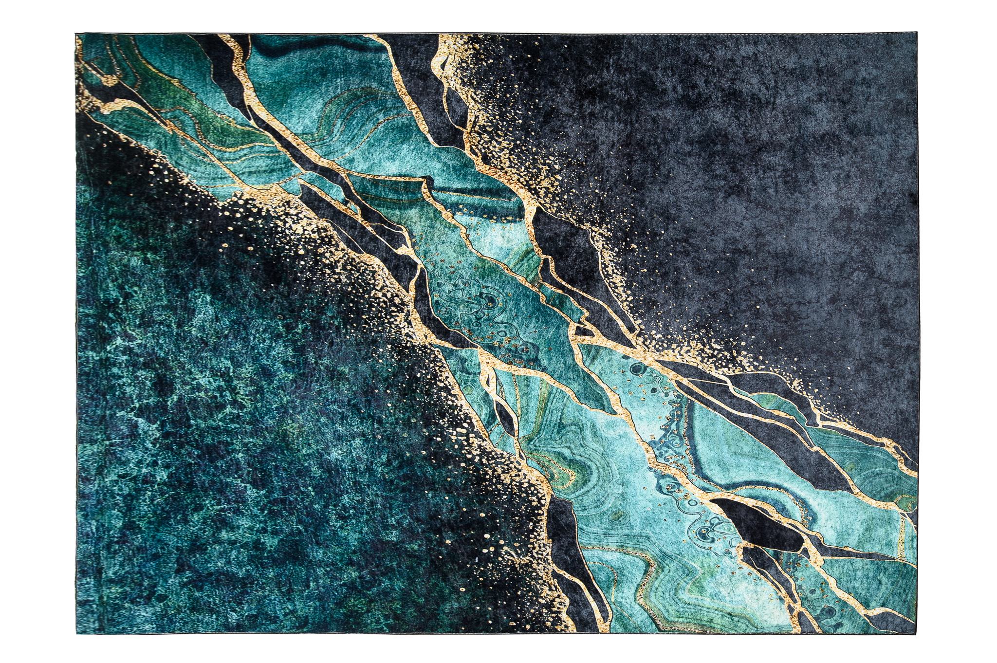 Covor Toscana Abstract Verde Închis cu Accente Aurii