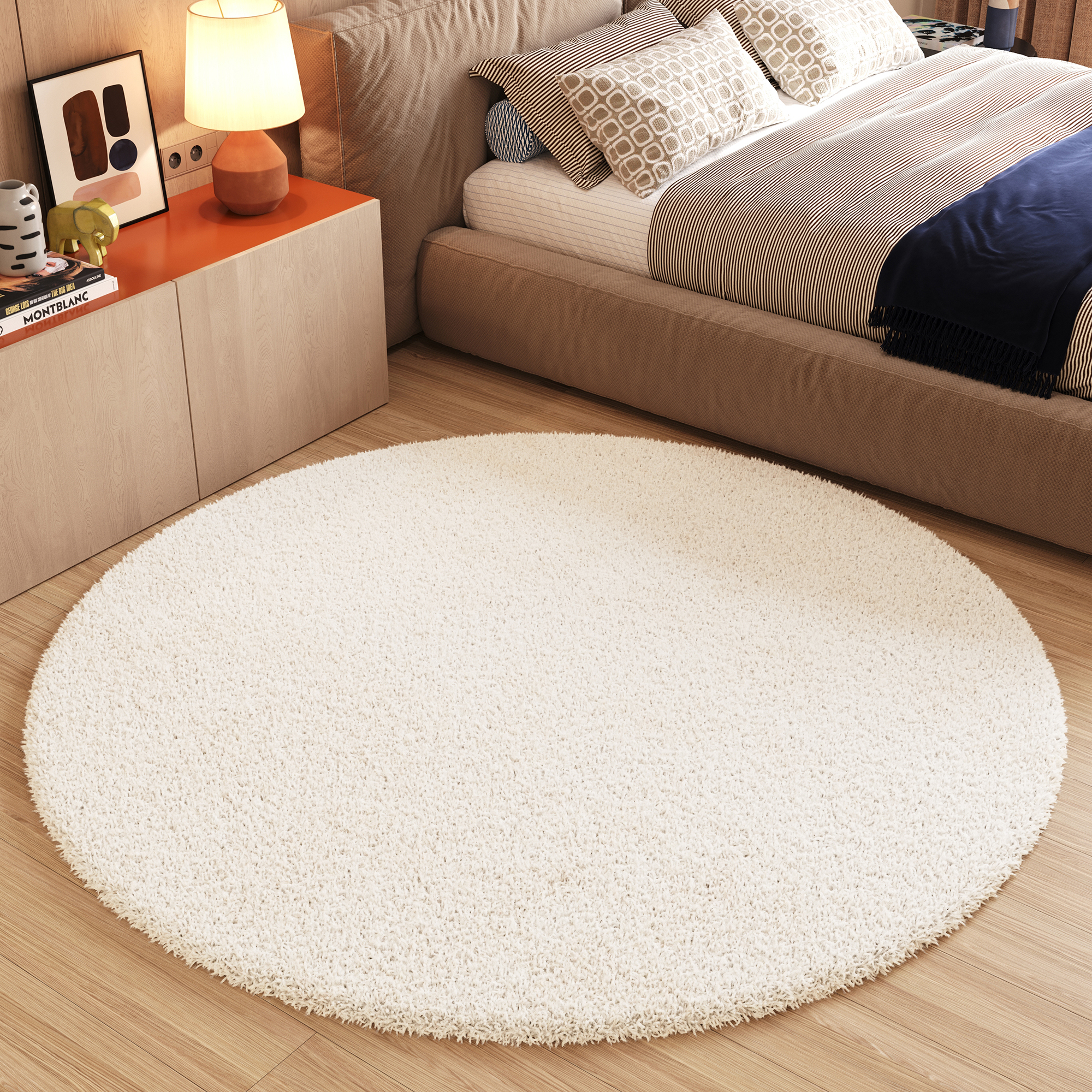 Covor Essence Rotund Shaggy Monocrom Crem