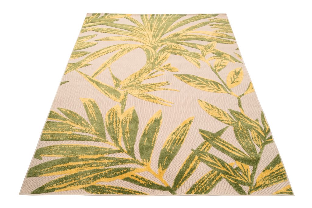 Covor de Exterior Patio Crem Verde Frunze
