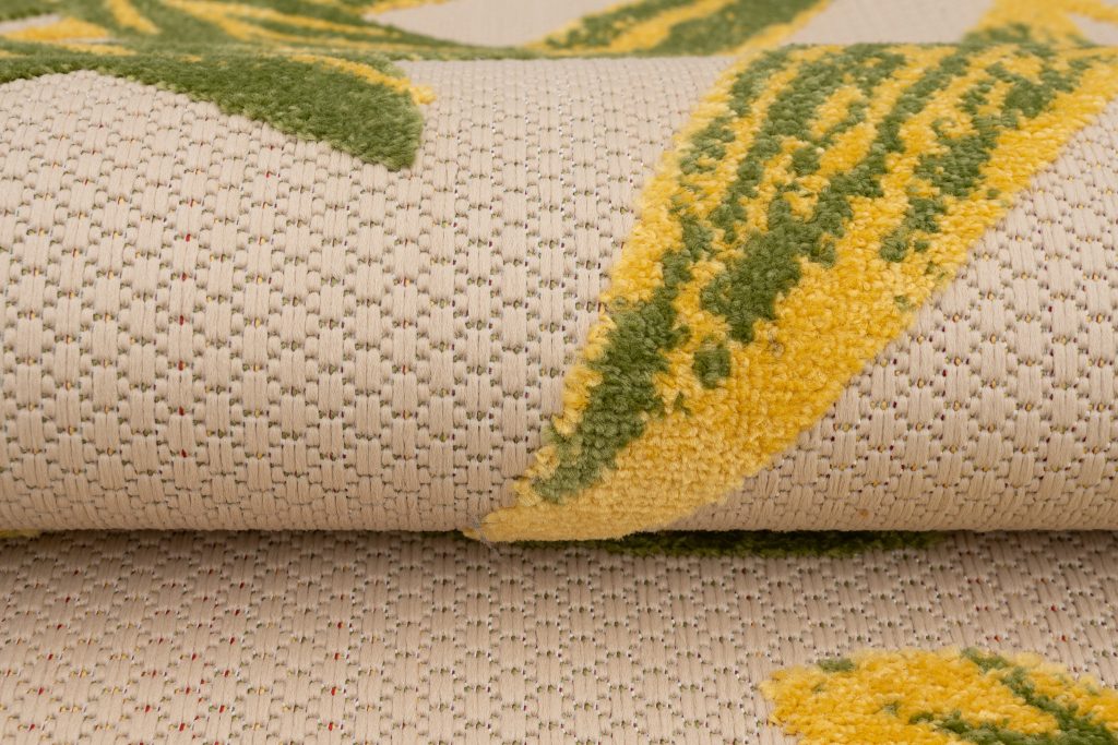 Covor de Exterior Patio Crem Verde Frunze