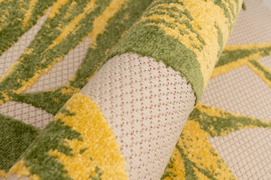 Covor de Exterior Patio Crem Verde Frunze