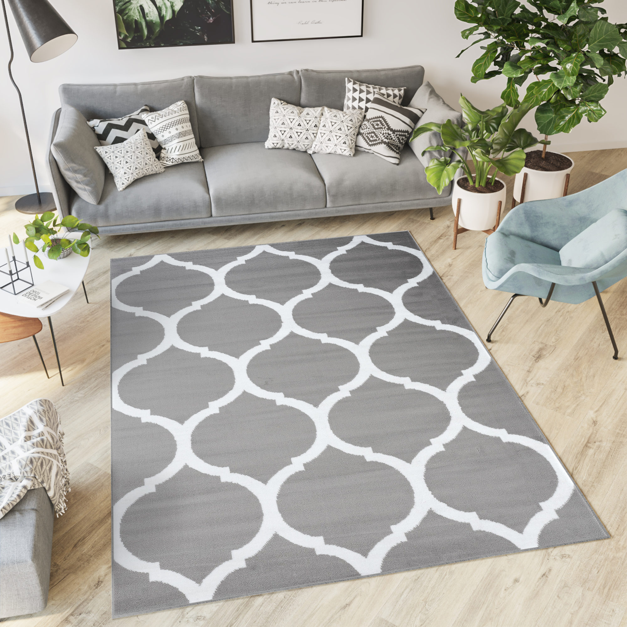 Covor Luxury Gri Alb Marocan Trellis