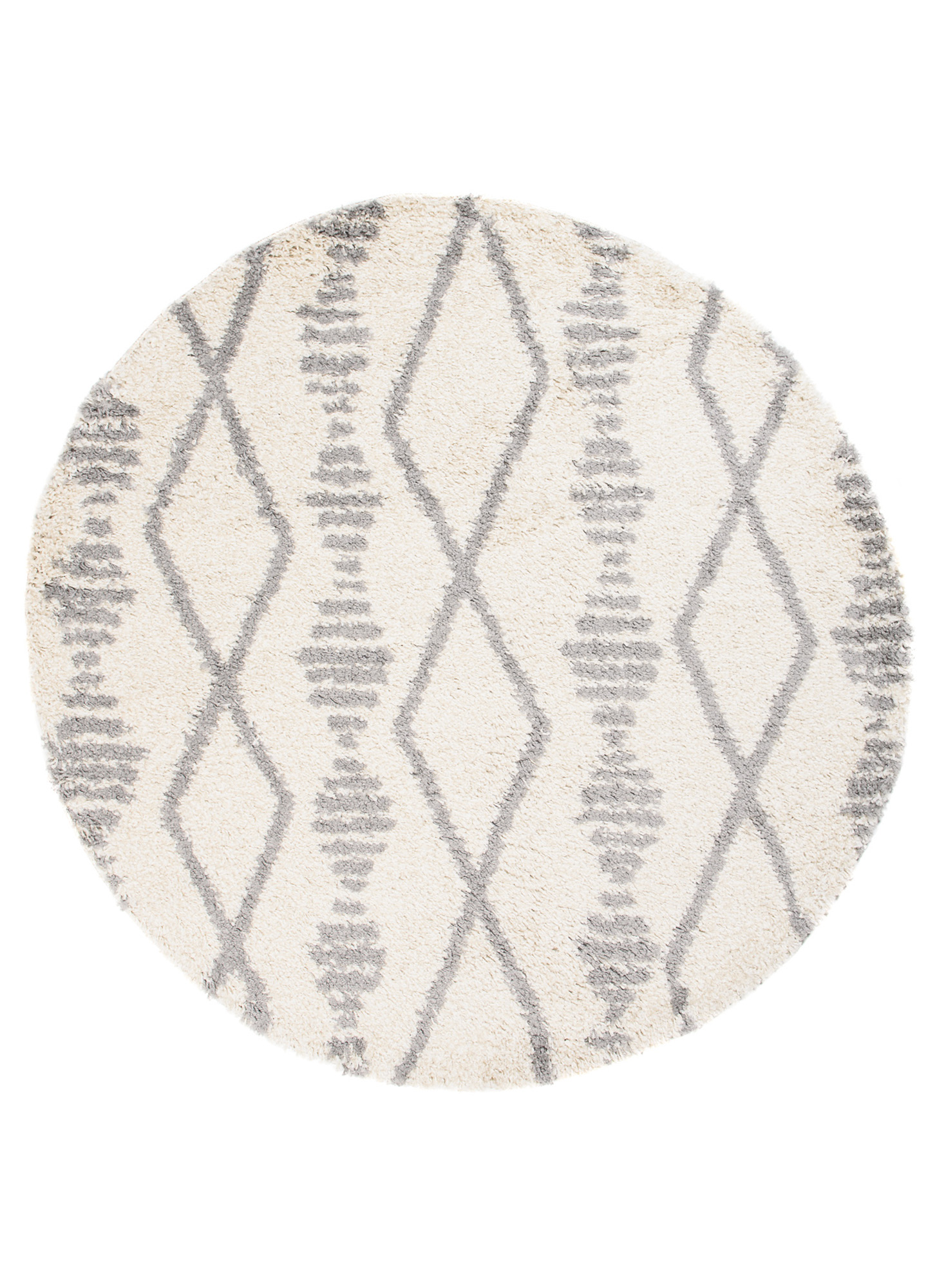 Covor Boho Rotund Crem Romburi Shaggy