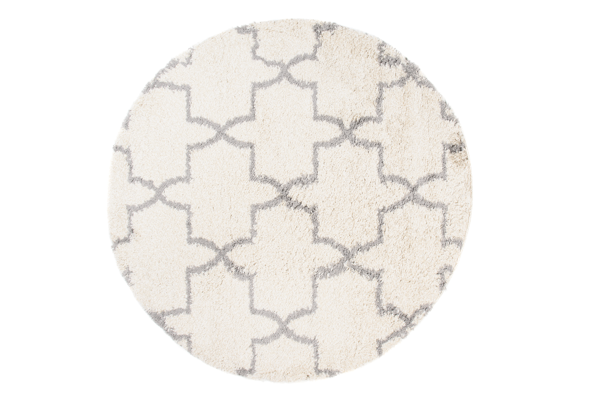 Covor Boho Rotund Crem Trifoi Marocan