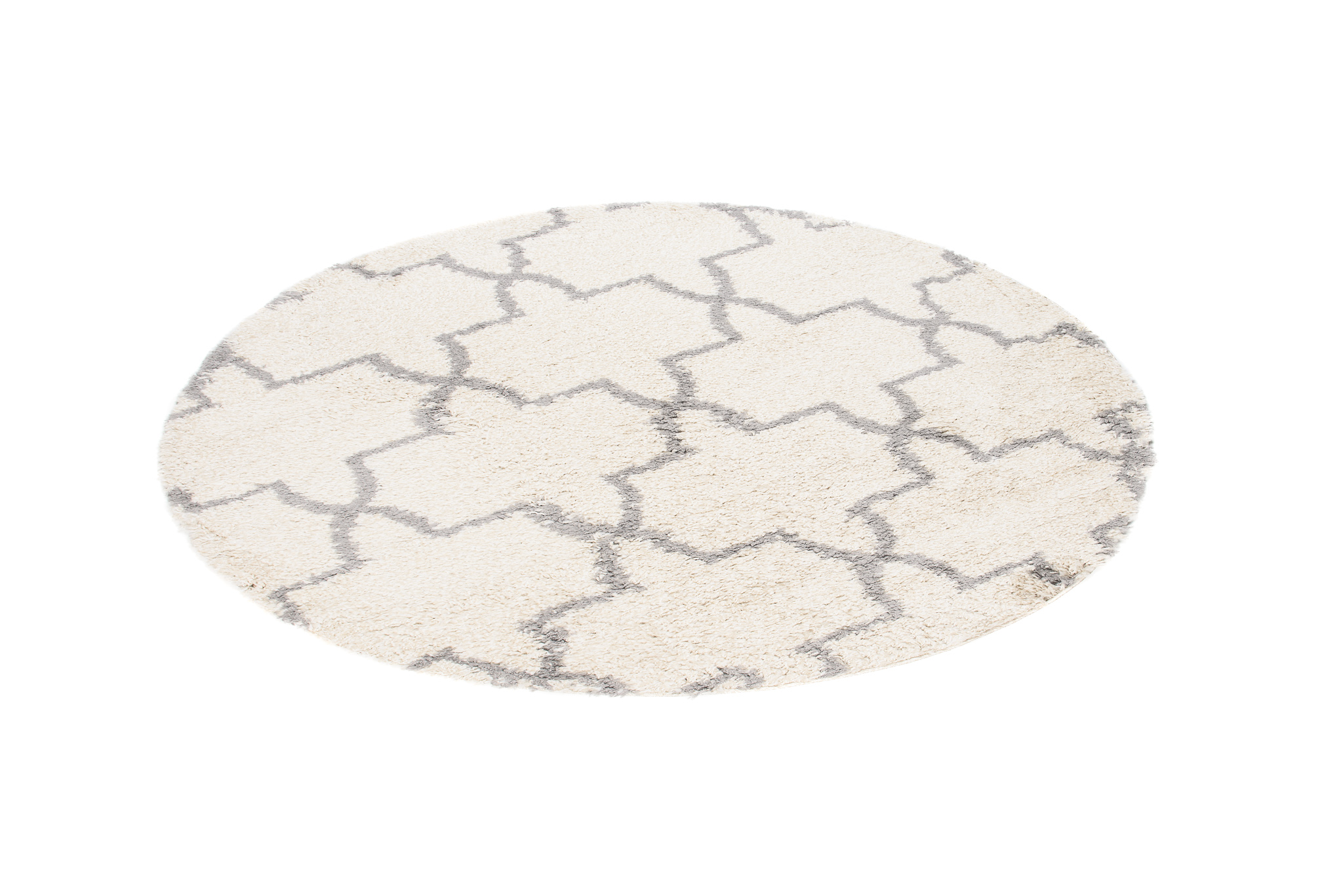 Covor Boho Rotund Crem Trifoi Marocan