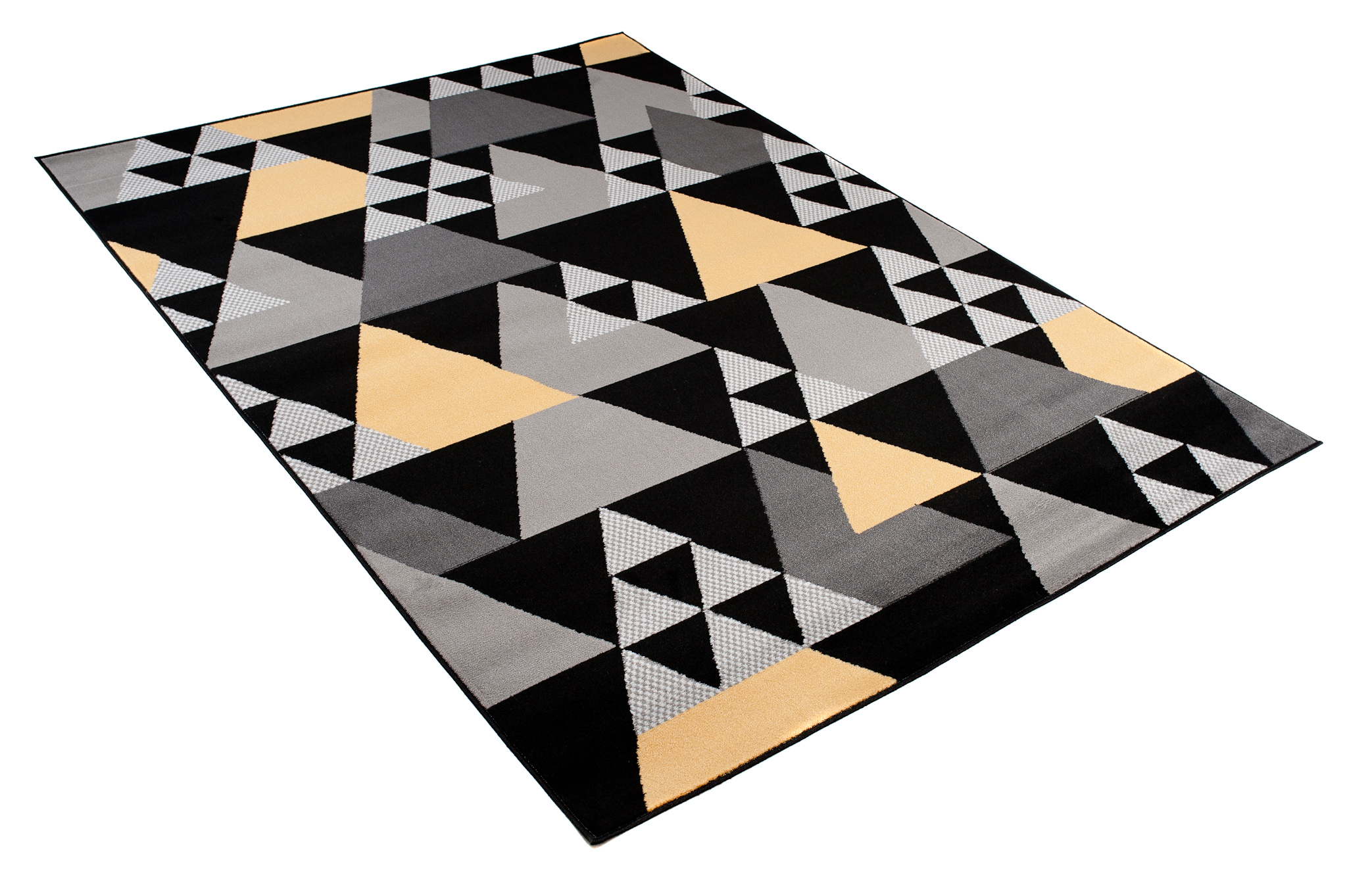 Covor Maya Gri Galben Geometric Triunghiuri
