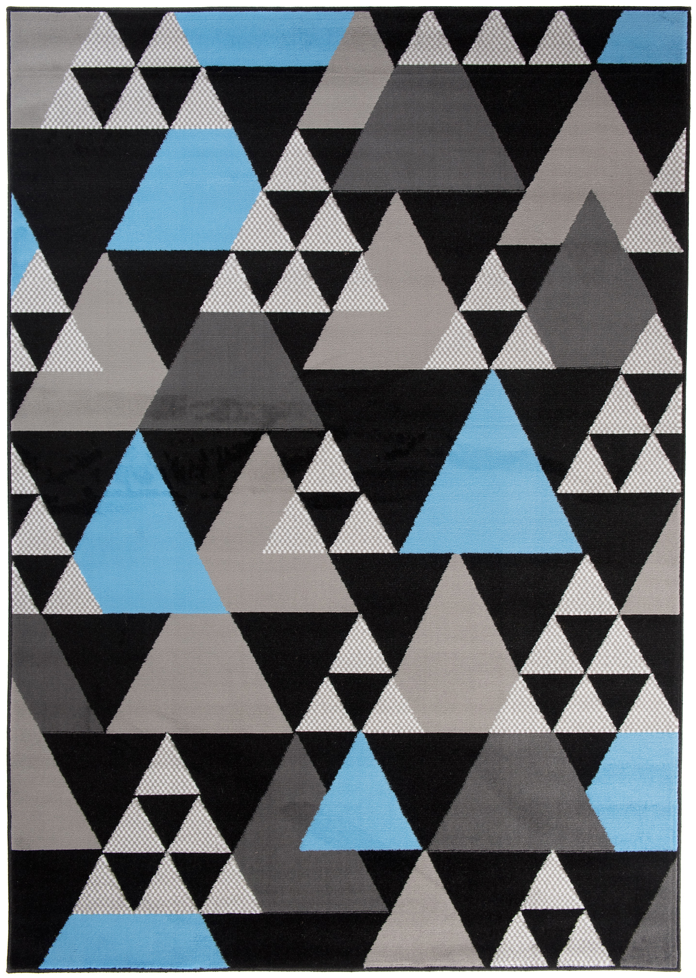 Covor Maya Gri Albastru Geometric Triunghiuri