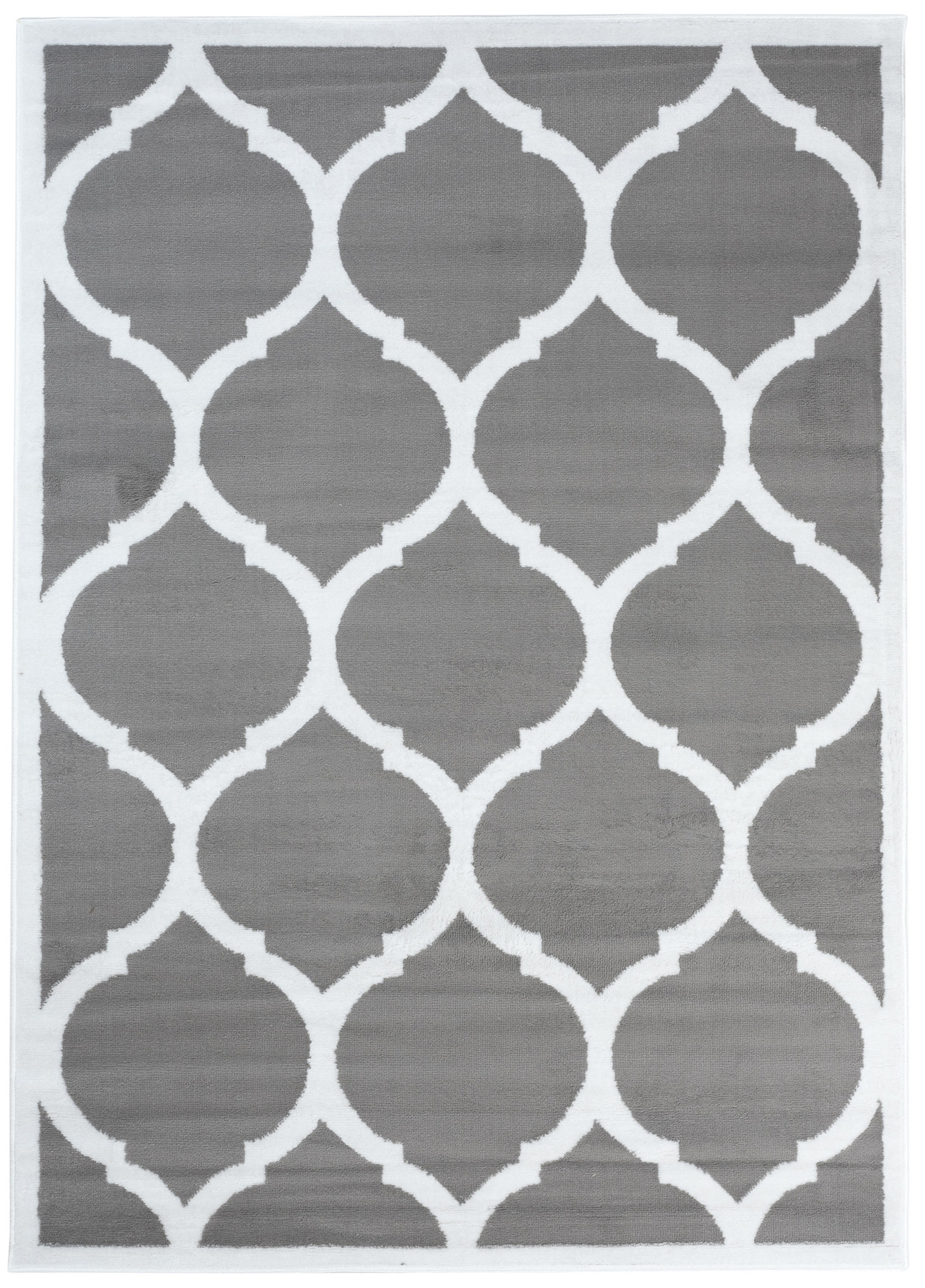 Covor Luxury Gri Alb Marocan Trellis Ramă