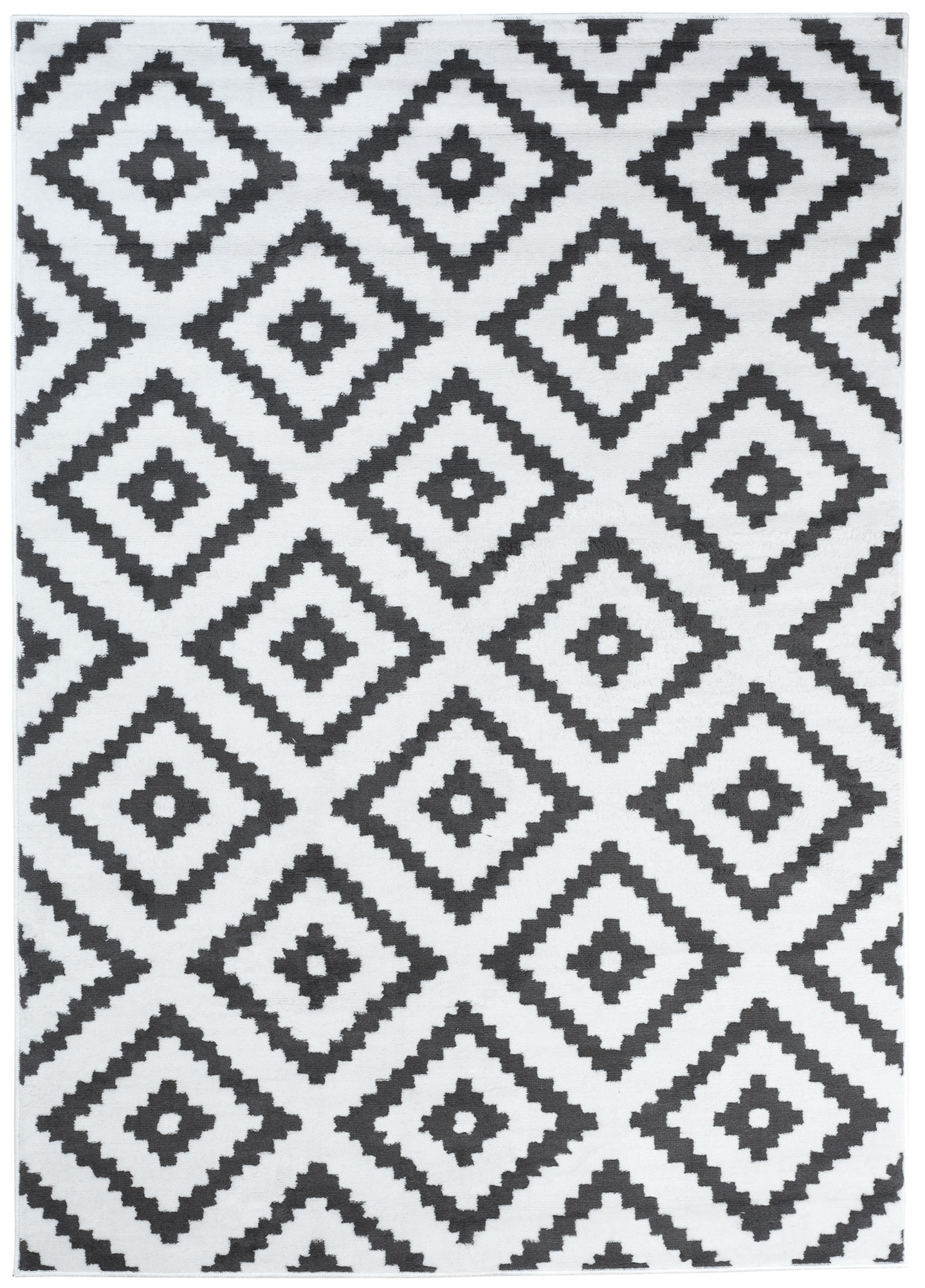 Covor Luxury Alb Gri Geometric Diamant
