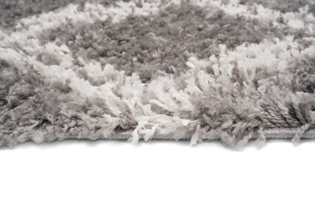 Covor Boho cu Ciucuri Gri Carouri Shaggy
