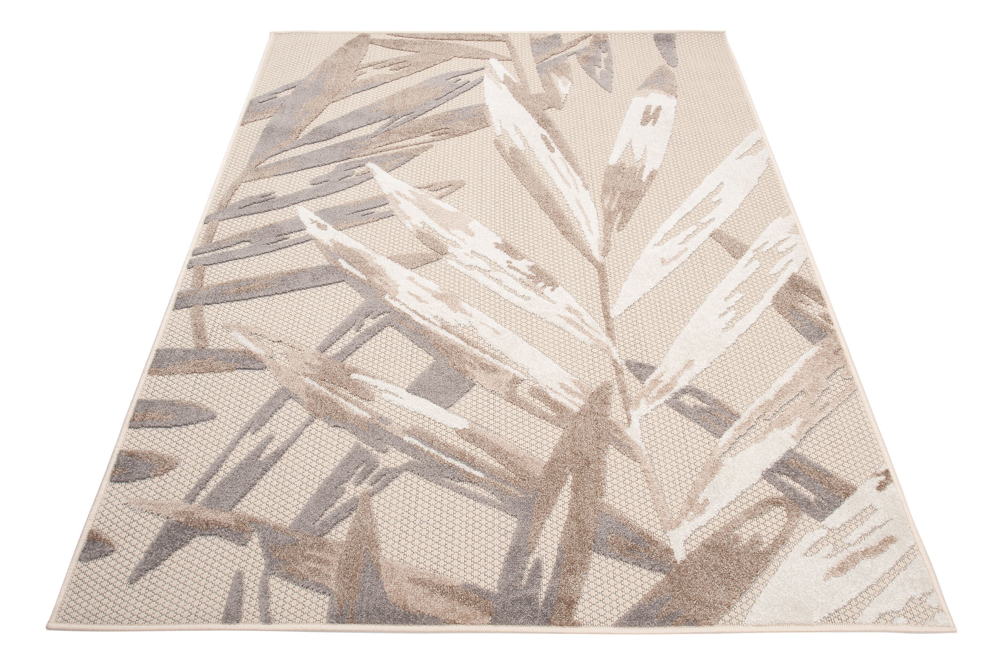 Covor de Exterior Patio Crem Gri Frunze