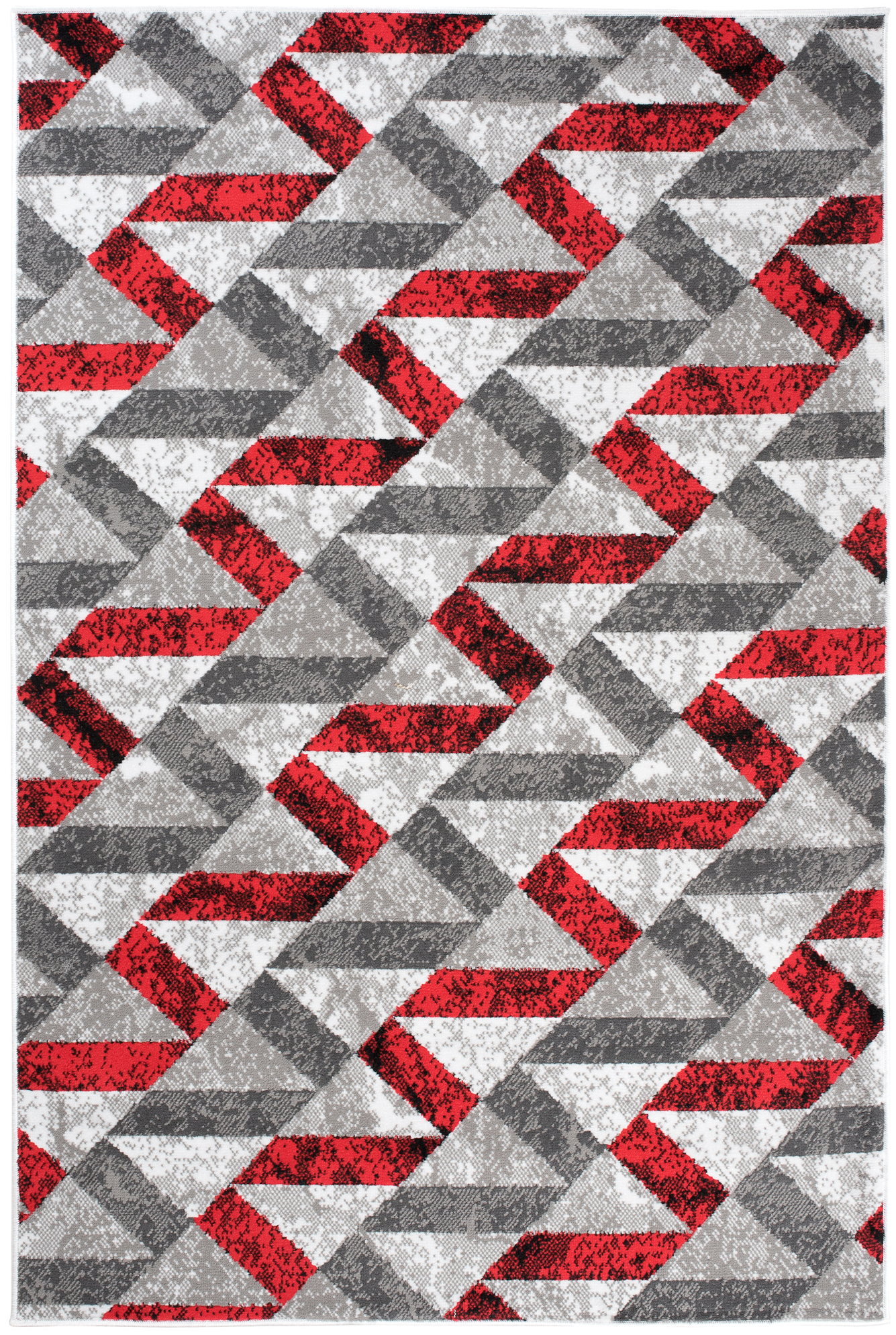 Covor Maya Gri Roșu Abstract Zigzaguri