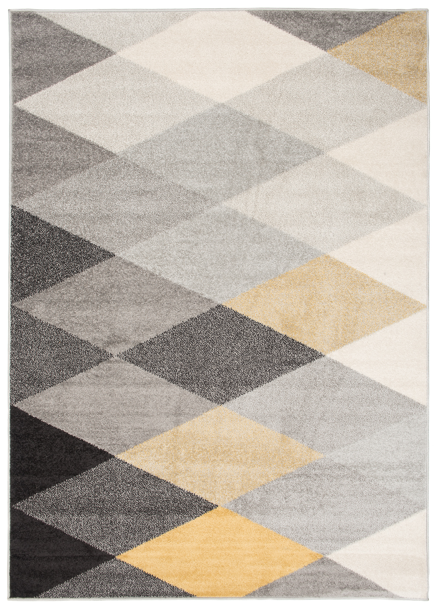 Covor Lazur Gri Galben Geometric Romburi