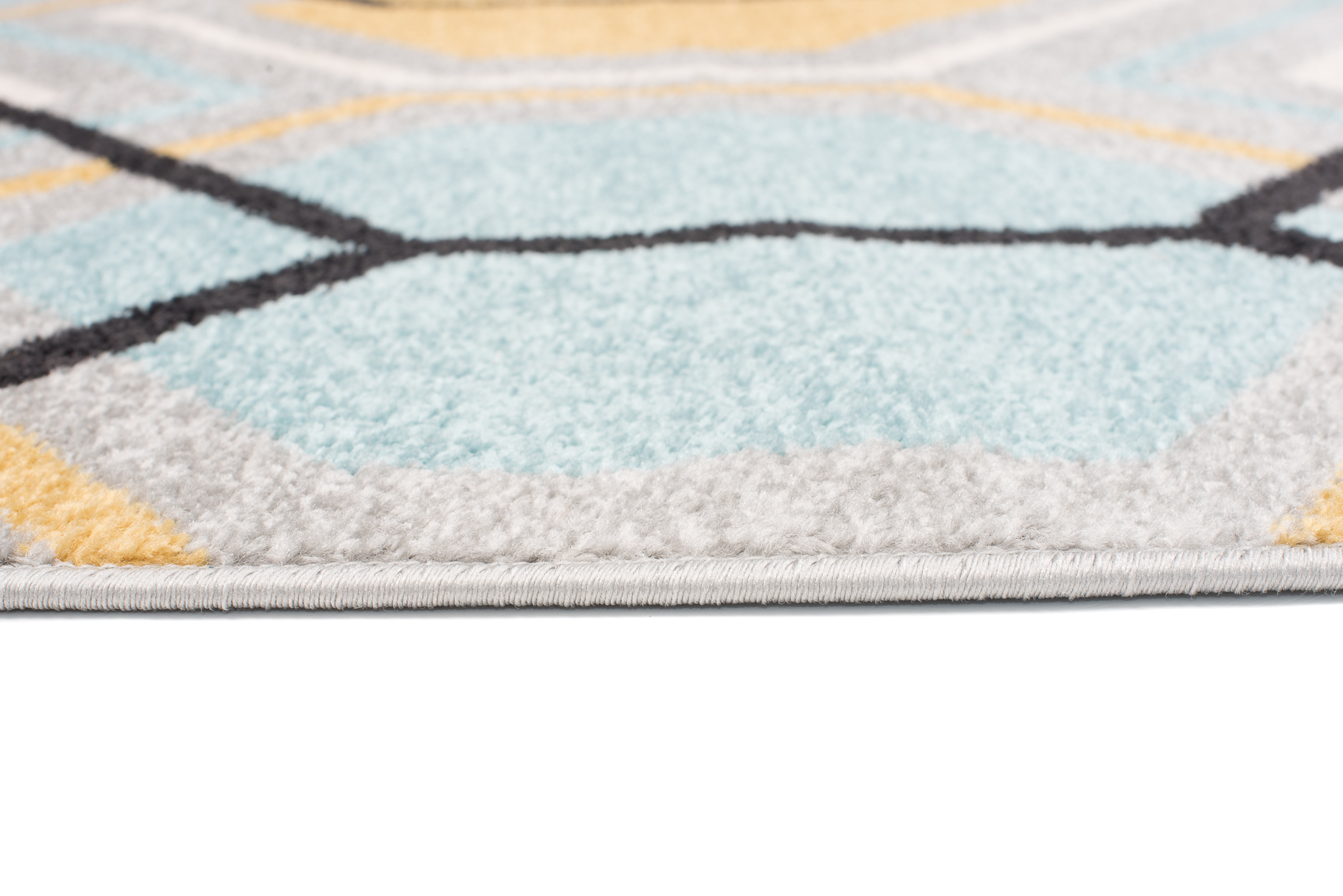 Covor Lazur Gri Galben Albastru Geometric Cub