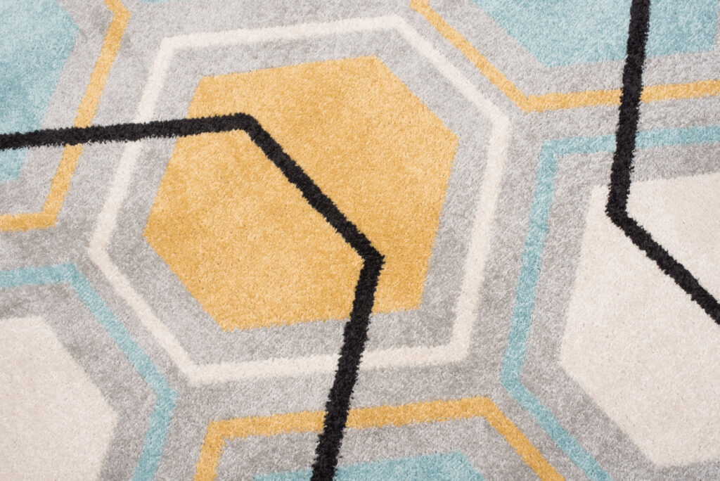 Covor Lazur Gri Galben Albastru Geometric Cub