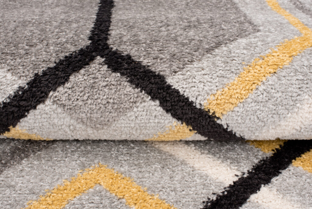 Covor Lazur Gri Galben Crem Geometric Cub
