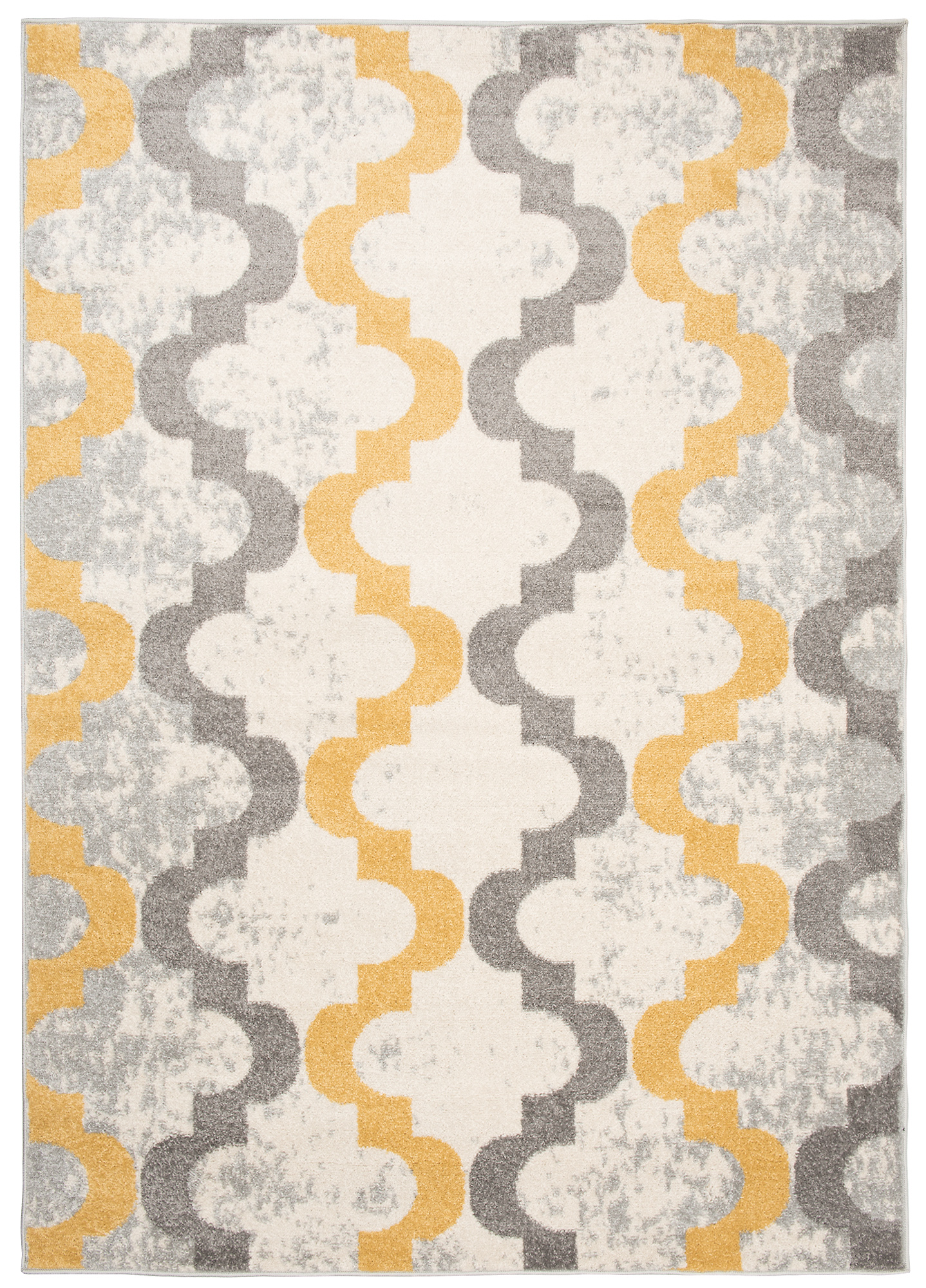 Covor Lazur Gri Galben Geometric Trellis
