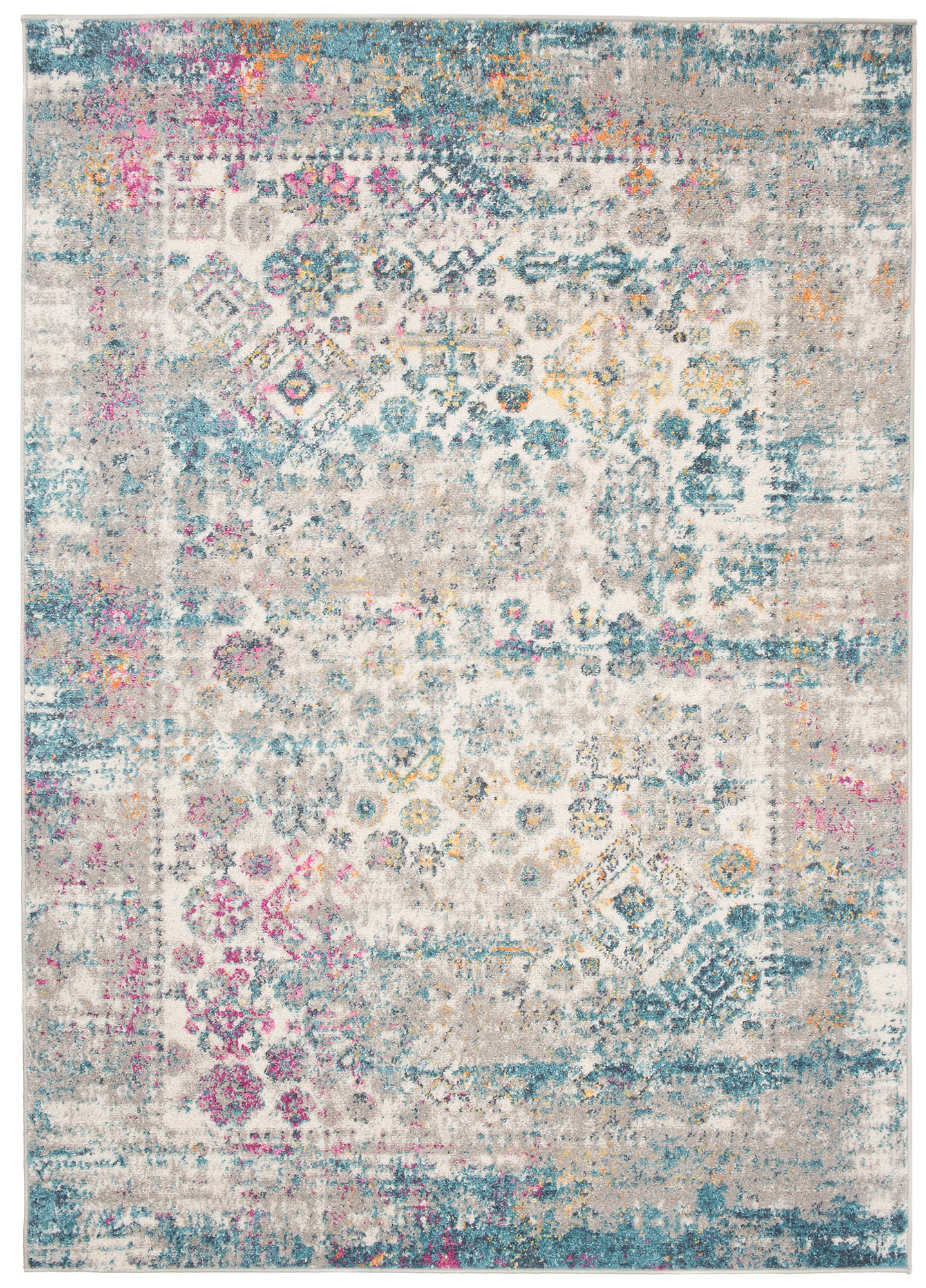Covor Albastru Azur Gri Vintage Floral