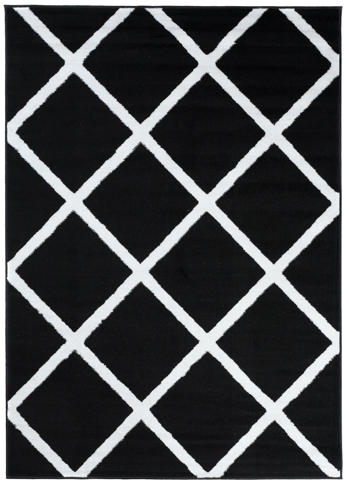Covor Luxury Negru Alb Geometric Carouri
