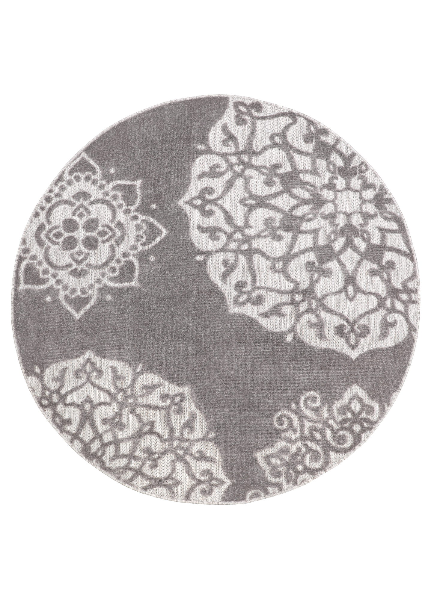 Covor de Exterior Patio Rotund Gri Ornamente