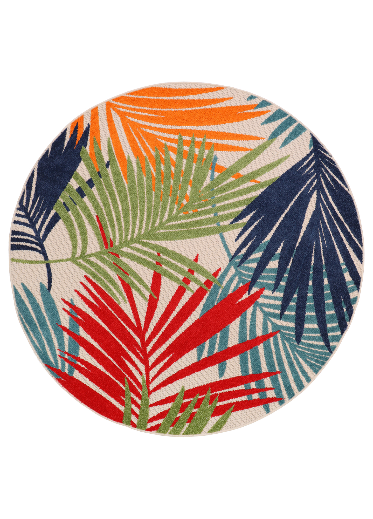 Covor de Exterior Patio Rotund Multicolor Frunze