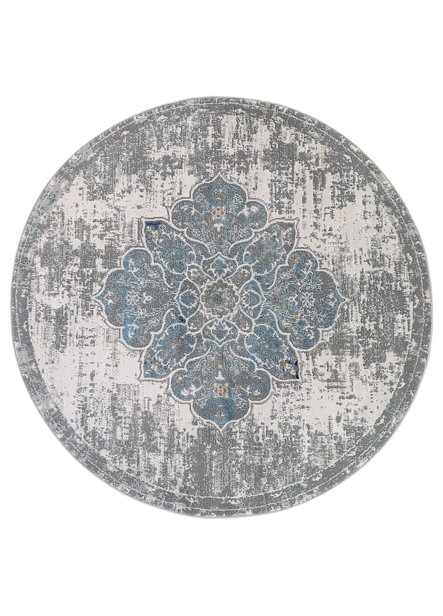 Covor Valley Rotund Gri Albastru Vintage Floral