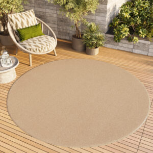 Covor Mono Rotund Interior Exterior Bej