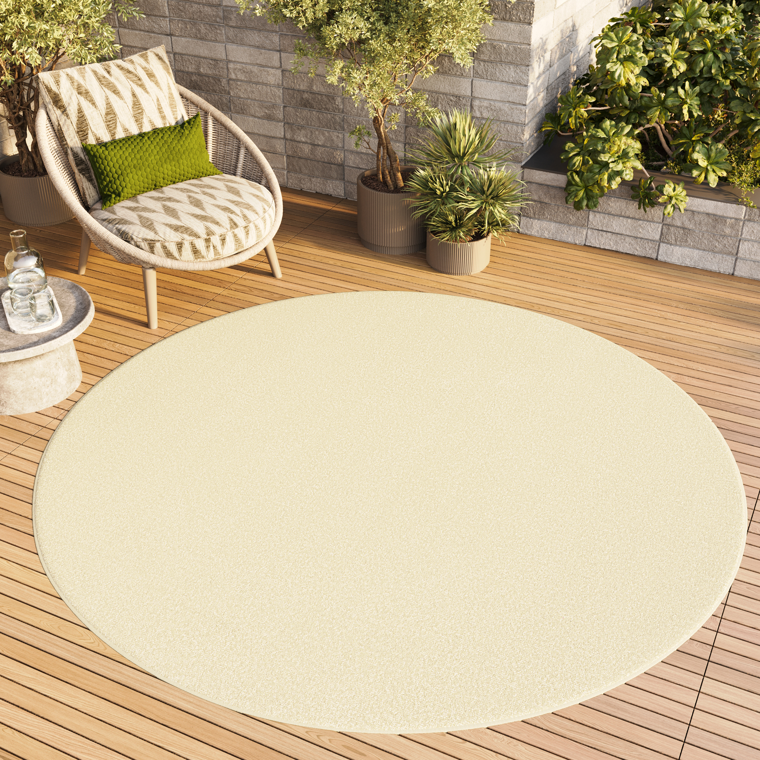 Covor Mono Rotund Interior Exterior Crem