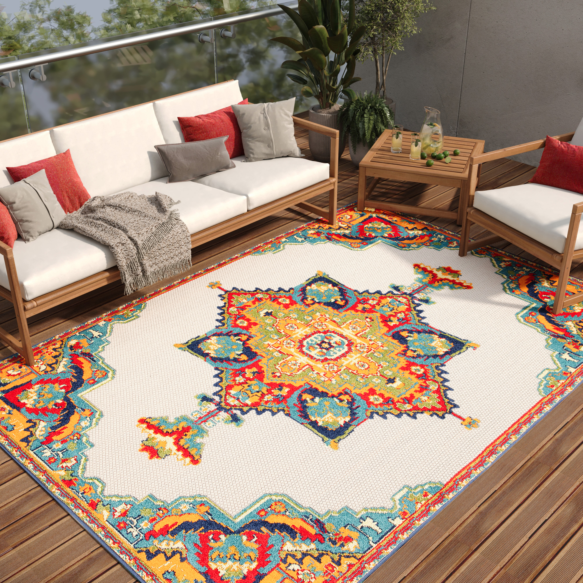 Covor de Exterior Patio Multicolor Vintage