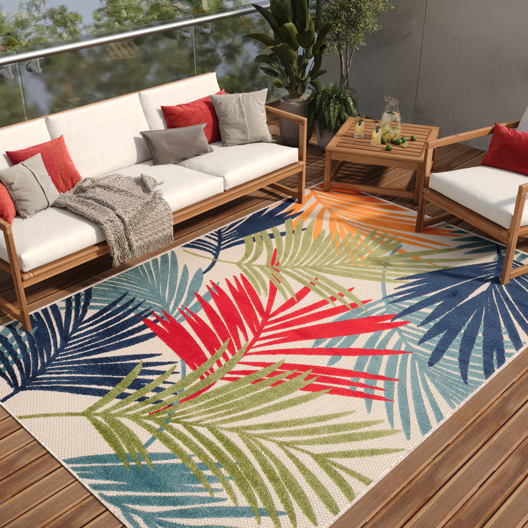 Covor de Exterior Patio Multicolor Frunze