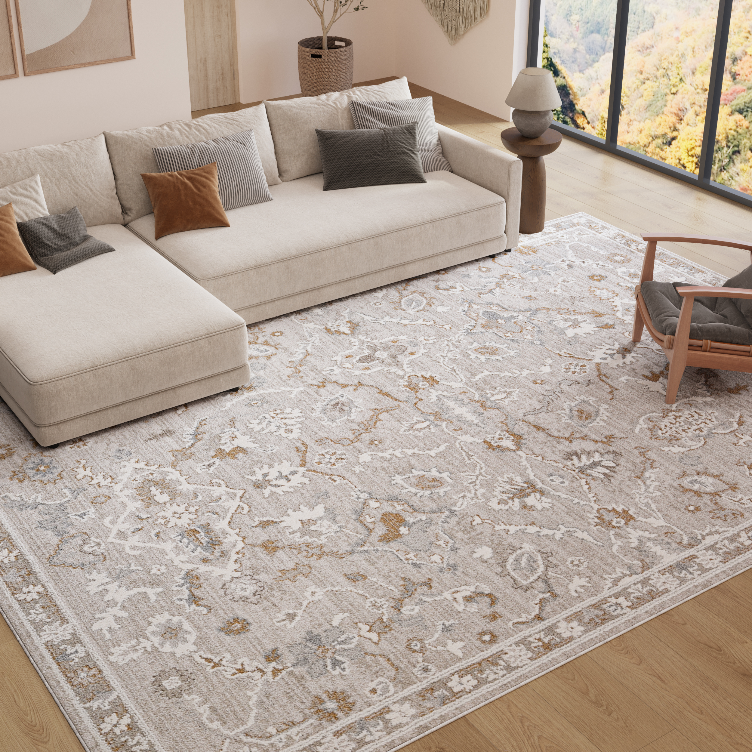 Covor Trend Bej Gri Floral