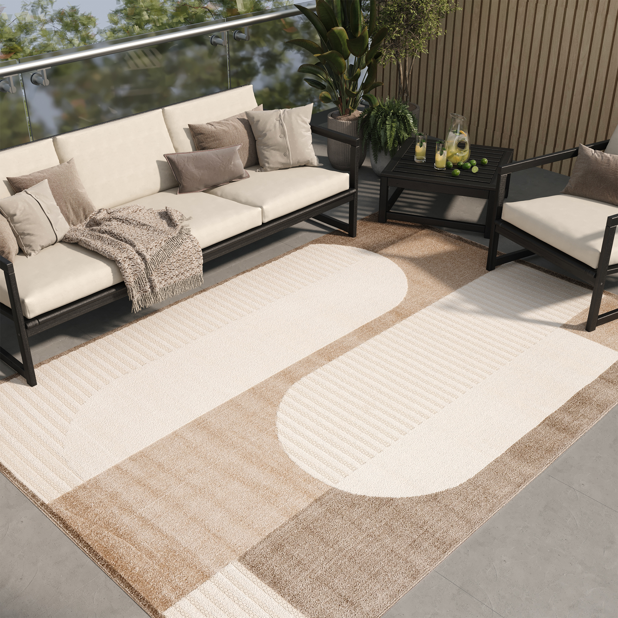 Covor de Exterior Patio Crem Maro