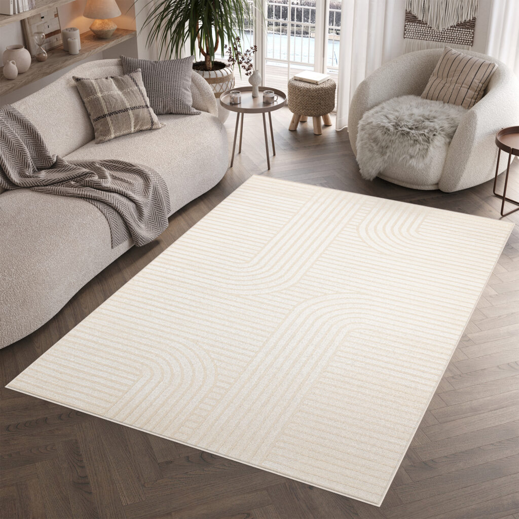 Covor de Exterior Patio Crem Geometric