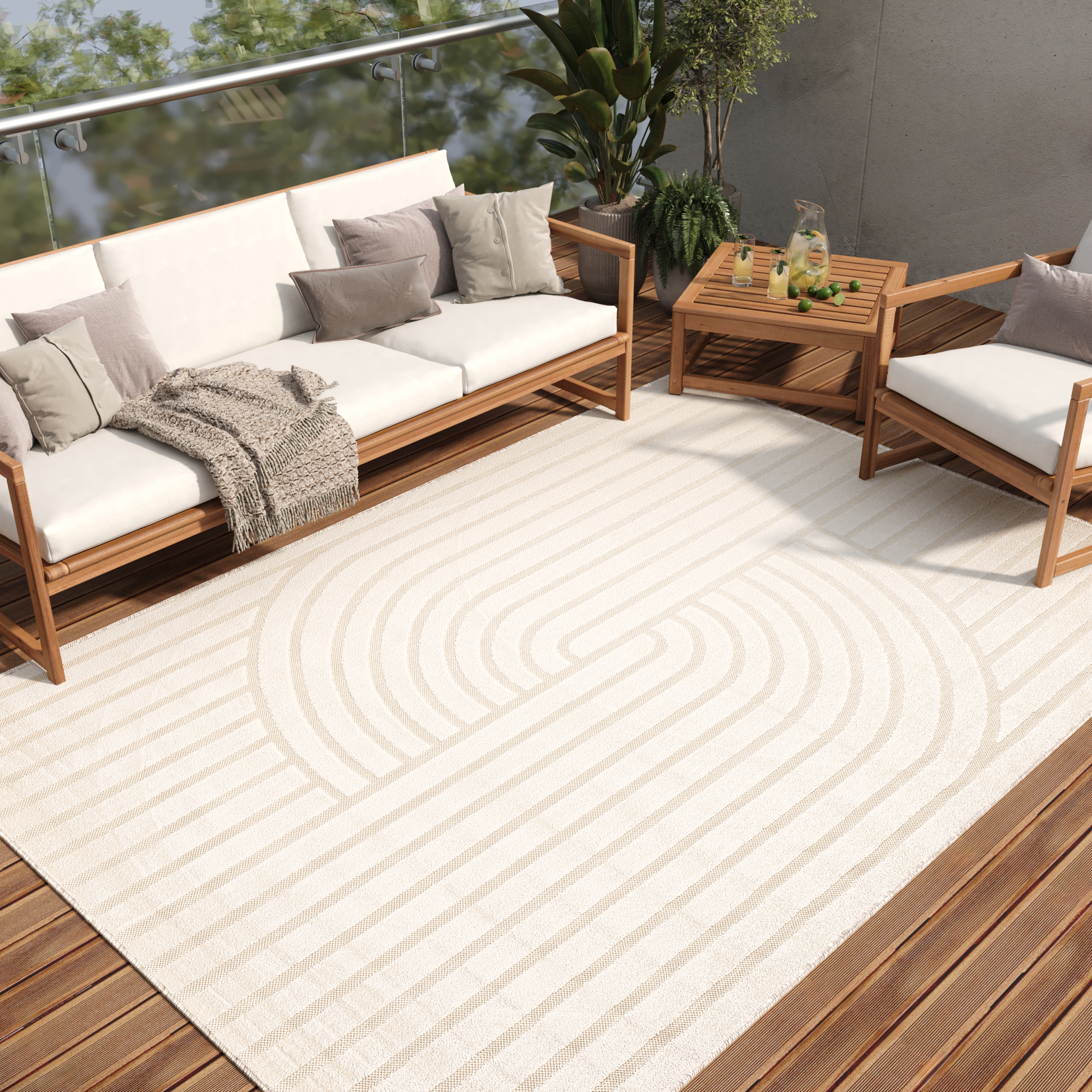 Covor de Exterior Patio Crem Dungi