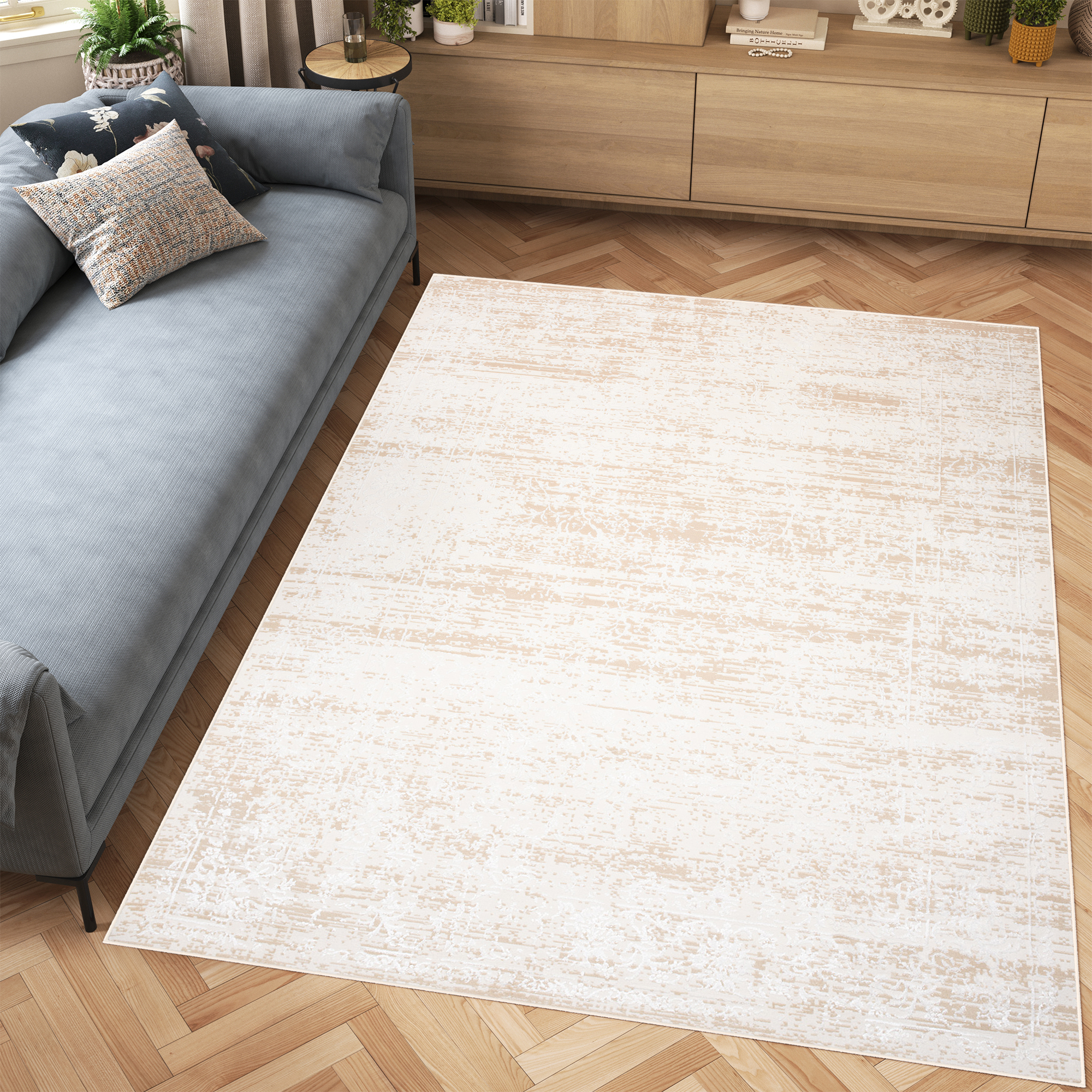 Covor Hera Crem Bej Deschis Ornamente Efect 3D