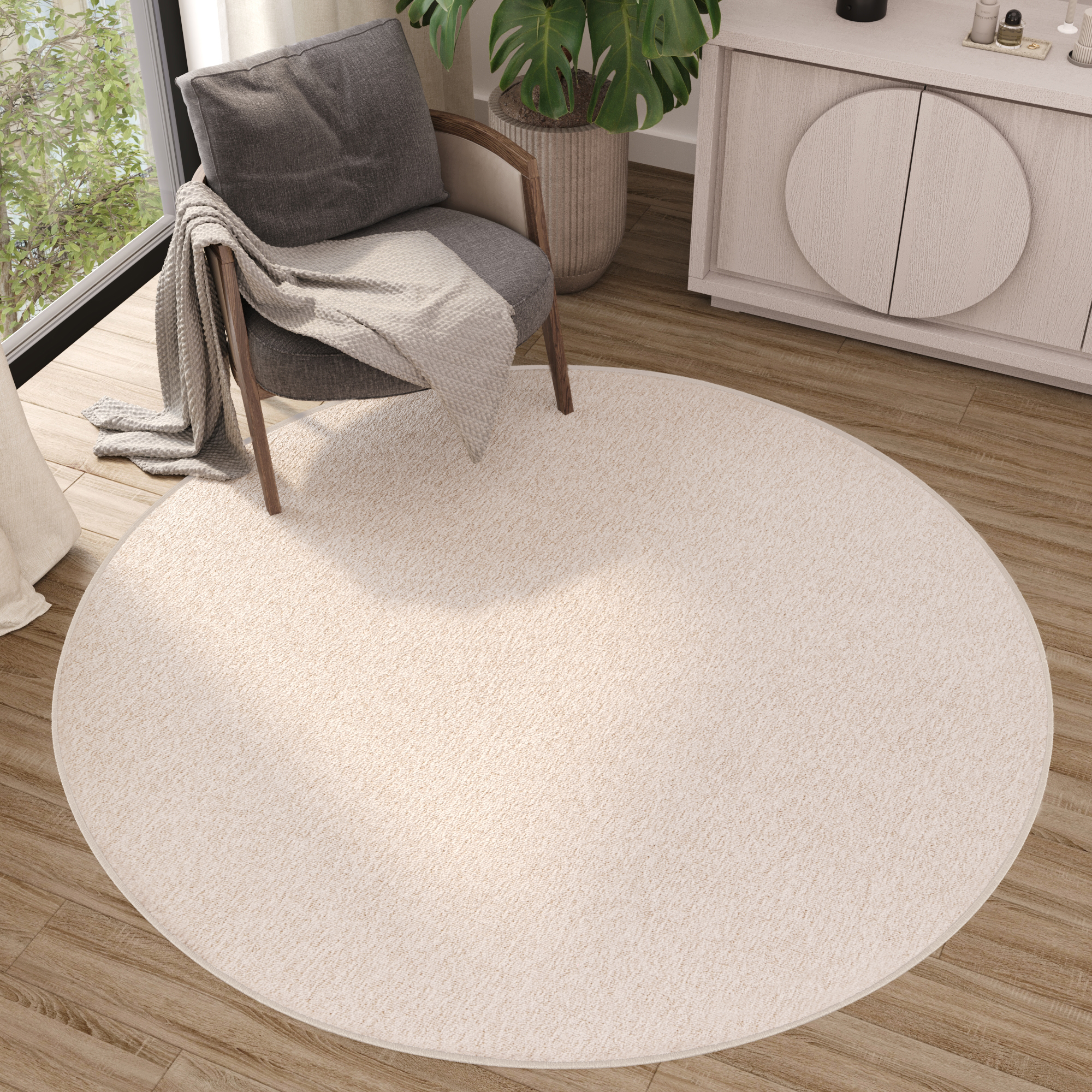 Covor Nizza Rotund Crem Modern Antiderapant