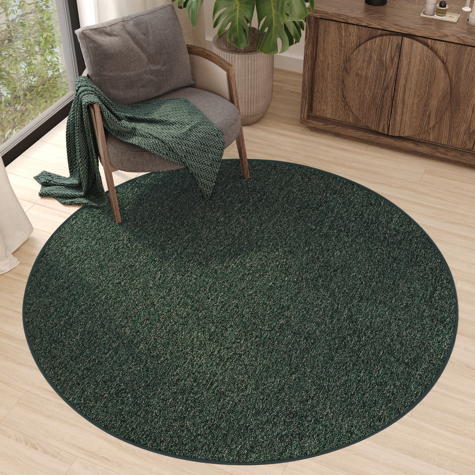 Covor Nizza Rotund Verde Modern Antiderapant