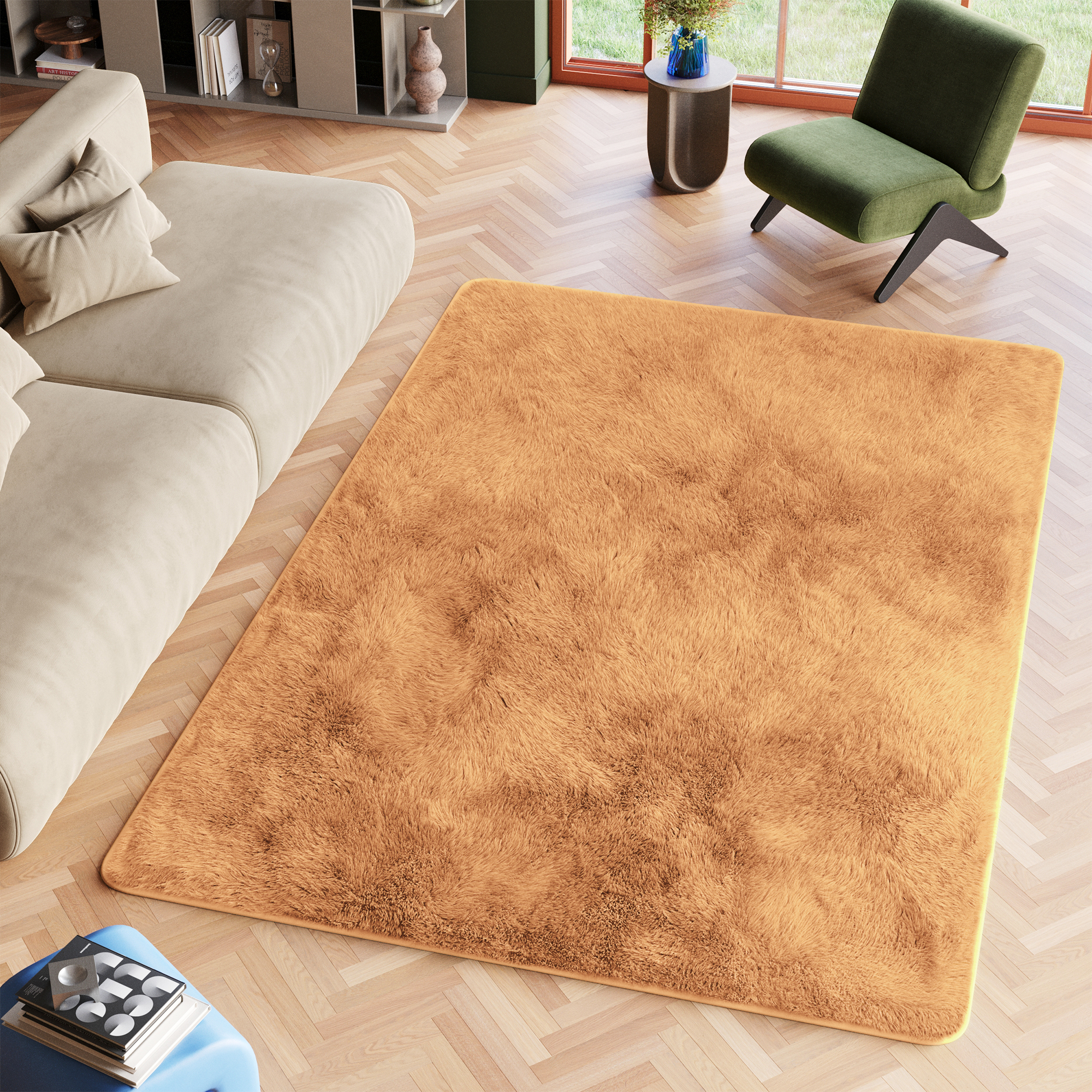 Covor Silk Bej Antiderapant Shaggy